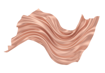 Elegant rose gold silk fabric flowing isolated PNG, luxurious satin material for fashion design and digital art projects