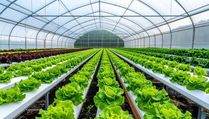 Using innovative farming techniques, hydroponic farm growing fresh lettuce