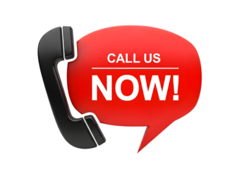 Call us now speech bubble with phone receiver isolated on transparent background