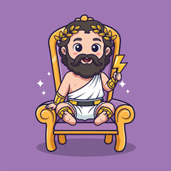 Cute Baby Zeus God of Thunder Vector Illustration