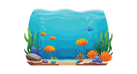 Vibrant underwater ecosystem teeming with marine life and flourishing aquatic plants, showcasing a serene and colorful aquatic environment