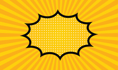 Dynamic yellow comic burst with sun rays and halftone pattern, perfect for adding text and creating eyecatching designs for various creative projects