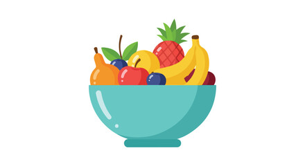 Vibrant fruit medley in a stylish turquoise bowl creating a fresh and healthy design element for any kind of background vector graphics with a