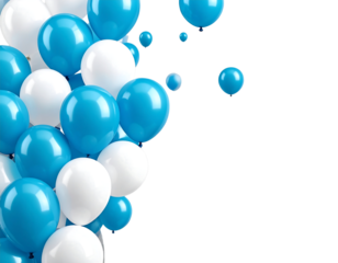 Blue and white balloon cluster isolated on transparent background new png