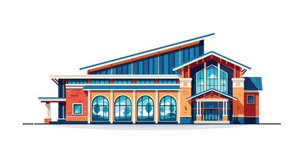 Vibrant architectural rendering of a modern building showcasing a blend of textures and geometric designs