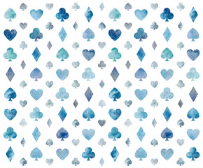 ニュアンスのあるトランプ柄・青