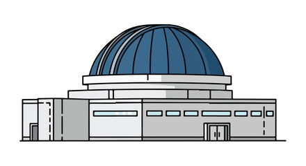 Architectural depiction of a modern city hall with a dome-shaped roof and clean lines perfect for municipal design projects, or graphic resources