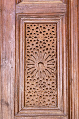 Ornates on wooden door in Kairouan Grand Mosque