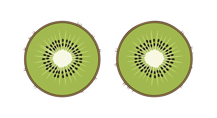 Vibrant kiwi fruit halves showcasing contrasting colors and textured skin on a clean white background drawing attention to the unique pattern and
