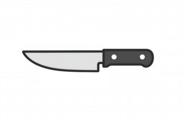 Chef knife icon portraying kitchen utensil, cooking appliance, and cutlery on a transparent background