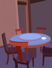 A Quiet Illustration of a Round Dining Table
