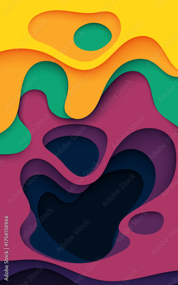 Poster colorful abstract background with papercut style design