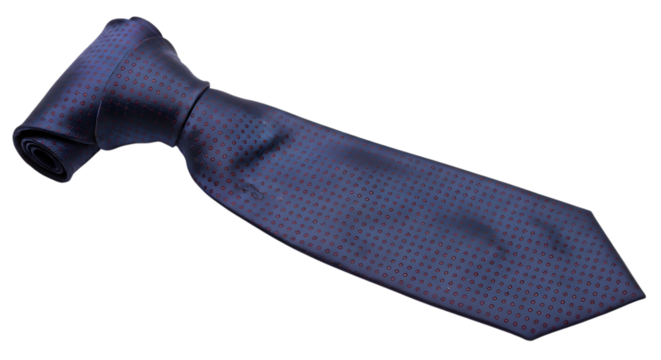 Blue tie isolated on transparent background is ready to wear for formal events