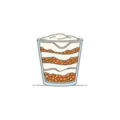 Yogurt with granola parfait in glass, healthy breakfast vector