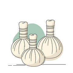 Herbal compress balls for spa massage, wellness vector