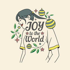 happy Christmas T-shirt typography design “Joy to the World” vector file 