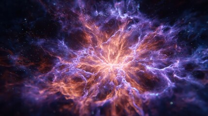 Colorful cosmic explosion radiating vibrant energy and light in the vastness of space, showcasing stellar phenomena.