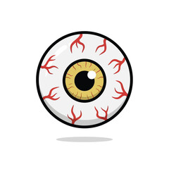 Cartoon Eyeball with Red Veins, Spooky Halloween Graphic