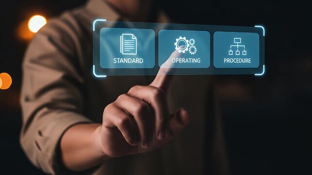 standard operating procedure with instruction, quality, process, operation, sequence, workflow.