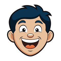 cartoon faces showing happy in White Background