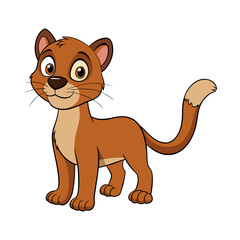 cartoon fossa standing alert with curious face