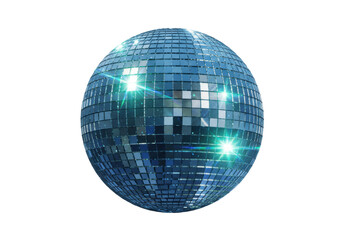 Isolated Blue Mirrored Disco Ball Creates Sparkly Reflections on a Dance Floor or Stage