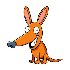 Obraz premium funny cartoon aardvark with long nose and happy fa 2