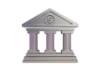 Obraz premium Isolated architectural building with columns and a dollar sign for finance concept