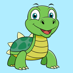 simple cartoon dragon turtle hybrid smiling peace