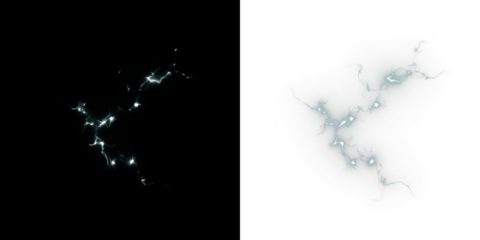 Abstract lightning png overlay with glowing effects on dark and light backgrounds, suitable for creative design projects and enhancing visual storytelling elements