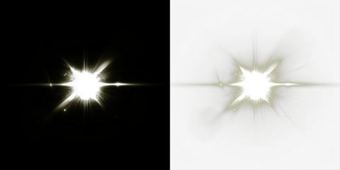 Bright light burst overlay on contrasting black and white backgrounds, creating a dynamic visual effect for creative projects and graphic design applications