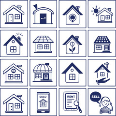 Fototapeta premium Real Estate Property and Home Icon Set Vector Illustration
