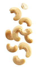 Cashew Nuts Falling Motion on Transparent Background
