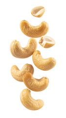 Cashew Nuts Falling Motion on Transparent Background