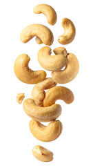 Cashew Nuts Falling Motion on Transparent Background