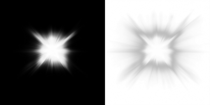 Bright light burst overlay on black and white backgrounds, creating a dramatic contrast for design projects, enhancing visual impact and creativity in digital artwork