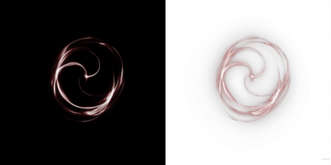 Abstract swirl illustration with dynamic light trails on contrasting backgrounds, showcasing fluid motion and artistic expression, ideal for creative design projects and visual storytelling