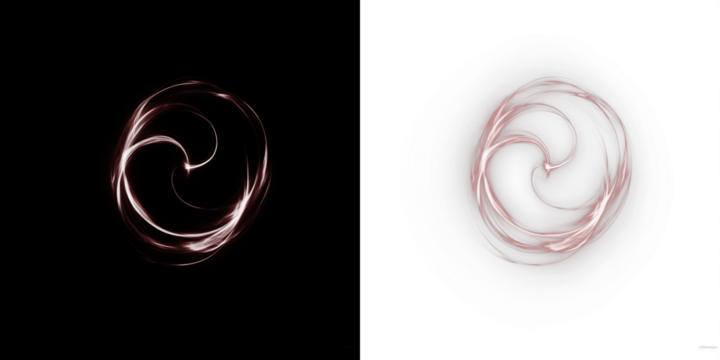 Abstract swirl illustration with dynamic light trails on contrasting backgrounds, showcasing fluid motion and artistic expression, ideal for creative design projects and visual storytelling