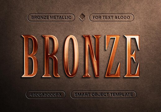 Realistic Bronze Text & Logo Mockup