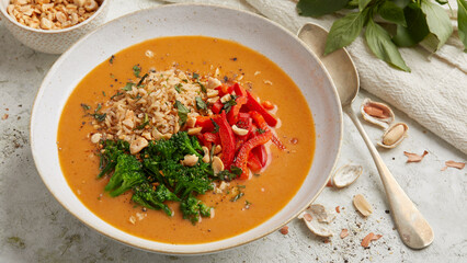 Thai rice soup with curry
