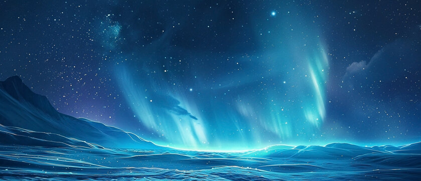 Mystical nightscape: Breathtaking aurora borealis illuminates a serene winter landscape - Powered by Adobe