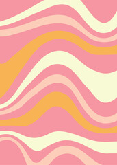 Pink and Yellow Wavy Lines Background .  Retro Abstract Pattern.