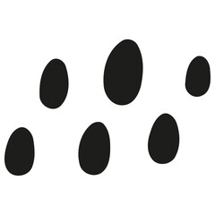 Black oval shapes arranged in a scattered pattern, creating a visually interesting composition.