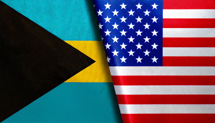 Fototapeta premium アメリカの国旗とバハマの国旗(USA Flag & Bahamas flag.) 