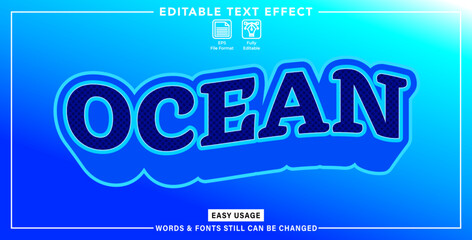 Editable graphic text effect ocean style