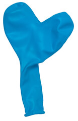 Isolated deflated cian balloon on a white background