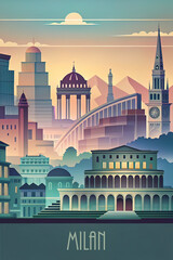 Milan  skyline minimalist style