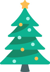 Christmas tree flat vector icon isolated on white background