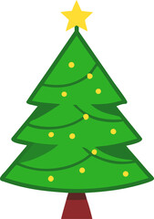 Christmas tree flat vector icon isolated on white background