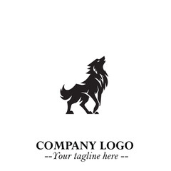 Wolf Logo Symbol in Black on the White Background Minimalist Wild Animal Vector Illustration